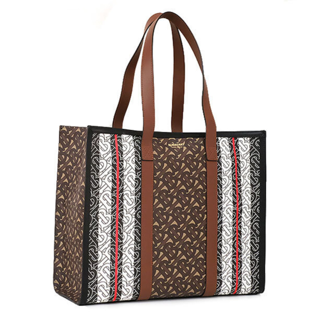 Burberry Monogram Stripe Book Tote Brown